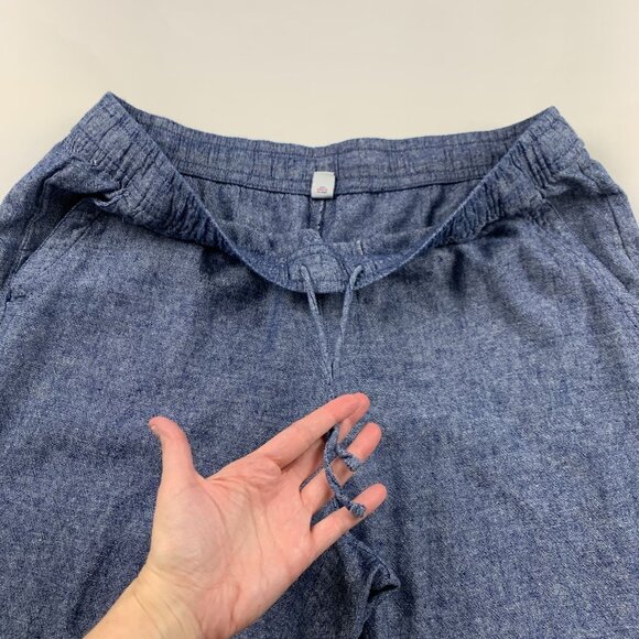 Old Navy Blue Chambray Linen Blend High Rise Wide Leg Lounge Pant XL - Picture 4 of 8